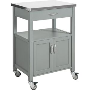 SoBuy Carrito de cocina con 1 cajón y 2 puertas. mdf gris