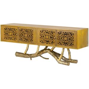 Adda Home Aparador amarillo de metal 180x45x67cm