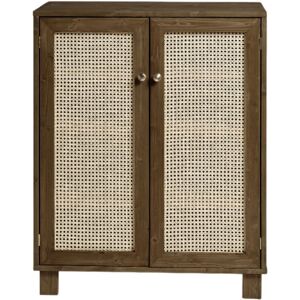 Hannun Mueble zapatero con puertas de mimbre marrón de 80 cm