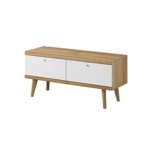 AKL FURNITURE Mueble para TV efecto madera Crema y Blanco