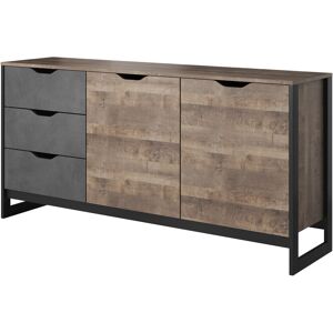 AKL FURNITURE Cómoda efecto madera Crema y Gris