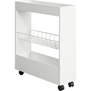 SoBuy Carrito estrecho con 3 estantes madera blanco