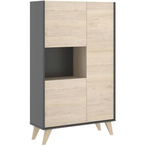 Dmora Aparador efecto madera roble, antracita 166x43 cm