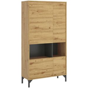 Dmora Aparador efecto madera roble anudado, antracita 138x33 cm