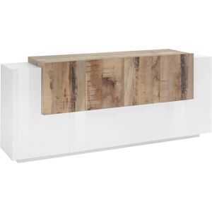 Dmora Aparador efecto madera blanco brillante, arce 218x45 cm