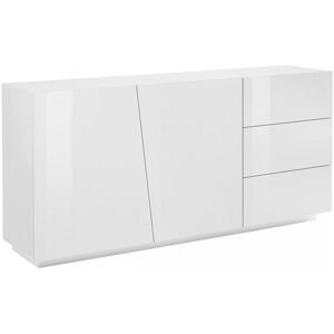 Dmora Aparador efecto madera blanco brillante 199x43 cm