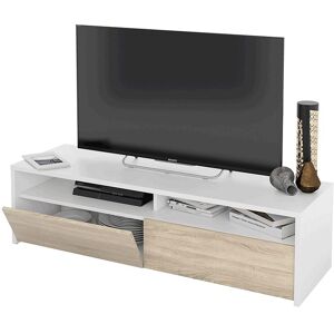 Calicosy Mueble tv kioto 2 puertas melamina, blanco artik, 130 x 35,5 x 40,2