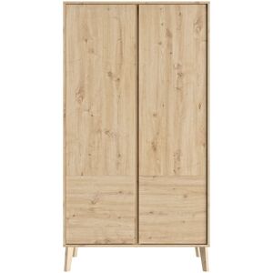 Armario 2 puertas acabado madera y blanco bebé - 102 x 195 cm Marcel