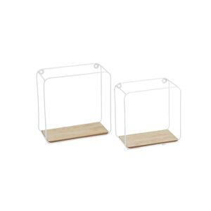 LOLAhome Set de 2 estantes cubo de metal y madera blancos