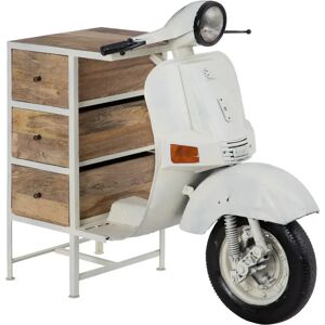 LOLAhome Consola moto con 3 cajones beige de madera y metal de 120x70x105 cm