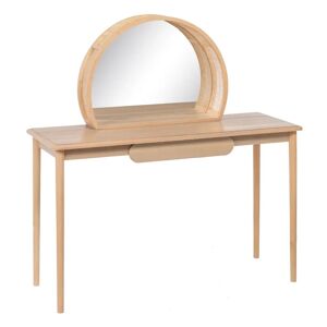 LOLAhome Tocador con espejo y bandeja de madera de color natural de 120x46x74 cm