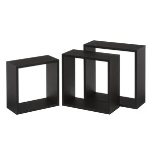 LOLAhome Set de 3 estantes cubo negro