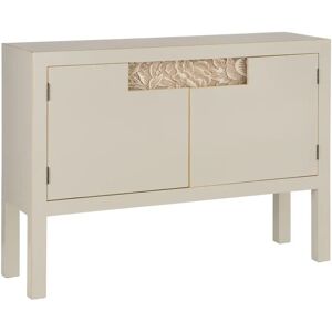 LOLAhome Recibidor con flores talladas beige de madera DM de 100x28x75 cm