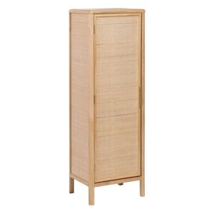 LOLAhome Armario de rejilla con 1 puerta de madera color natural de 43x35x132 cm