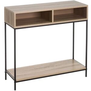 LOLAhome Consola auxiliar negra de madera y metal de 75x80x30 cm