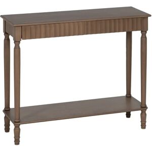 LOLAhome Consola tallada con estante marrón de madera de 90x30x75 cm