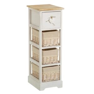 LOLAhome Cajonera beige de madera con 4 cajones de 81x26x32 cm