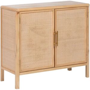 LOLAhome Aparador de rejilla con 2 puertas de madera color natural de 80x36x75 cm