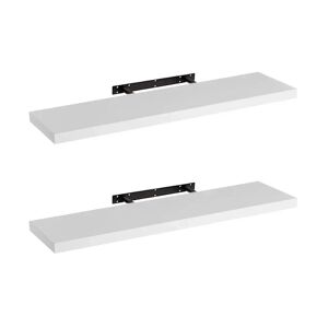 LOLAhome Set de 2 estantes de pared flotantes de MDF blanco de 100x24x4 cm