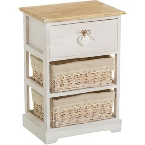 LOLAhome Cajonera beige de madera con 3 cajones de 58x40x29 cm