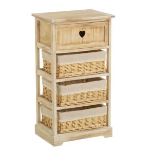 LOLAhome Cajonera beige de madera con 4 cajones de 73x40x29 cm