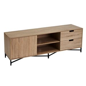 LOLAhome Mueble TV de 150cm de metal negro y tablero natural