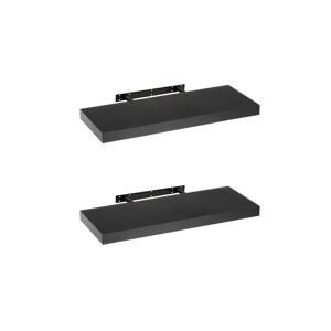 LOLAhome Set de 2 estantes de pared flotantes de MDF negro de 60x24x4 cm