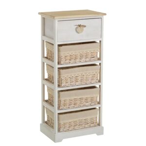 LOLAhome Cajonera beige de madera con 5 cajones de 90x40x29 cm