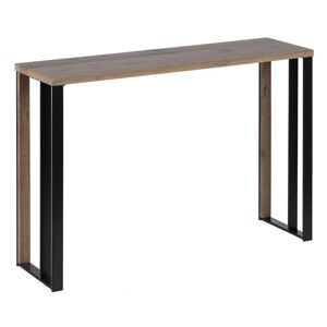 LOLAhome Consola mesa negra y natural de metal y madera de 110x30x75 cm