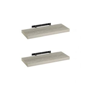 LOLAhome Set de 2 estantes de pared flotantes de MDF gris de 60x24x4 cm