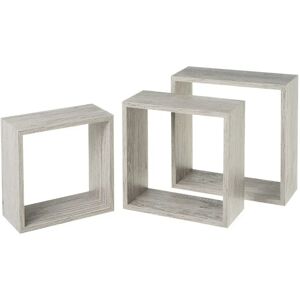 LOLAhome Set de 3 estantes cubo grandes gris