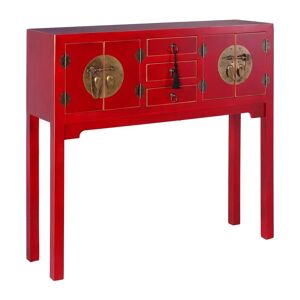 LOLAhome Consola con 3 cajones y 4 puertas roja de madera de 95x26x90 cm