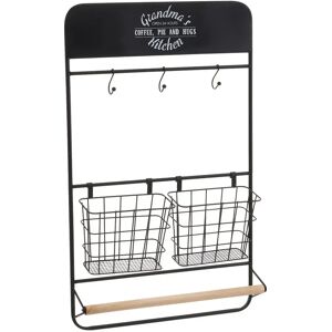 LOLAhome Estante de metal negra con portarrollos de 38x7x61 cm