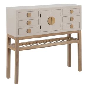 LOLAhome Aparador taupe geométrico de madera de paulonia de 95x26x88cm