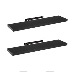 LOLAhome Set de 2 estantes de pared flotantes de MDF negro de 100x24x4 cm