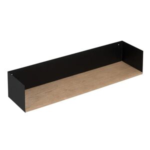 LOLAhome Estante para cuadros de metal negro y madera natural de 60x12x15 cm