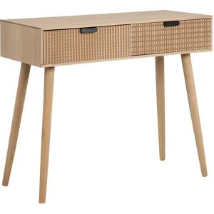 LOLAhome Consola tallado geométrico natural claro de madera de 90x40x77 cm