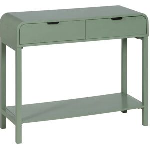 LOLAhome Consola con estante y 2 cajones verde de madera de 90x32x75 cm