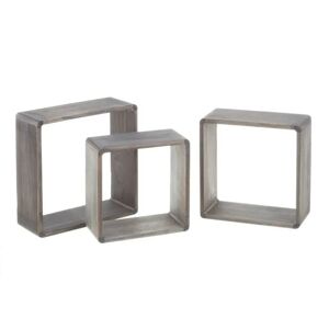LOLAhome Set de 3 estantes cubo de madera grises