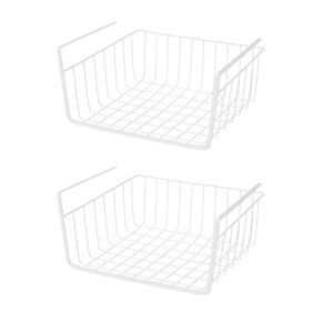 LOLAhome Set de 2 cestas de metal blancas para estante de 30x24x14 cm
