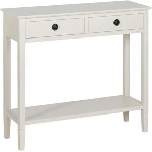 LOLAhome Consola de 2 cajones con estante blanco roto madera de 90x30x81 cm