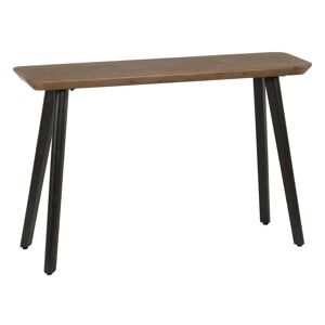 LOLAhome Consola con encimera biselada negra y natural de madera y metal de 120x33x77 cm