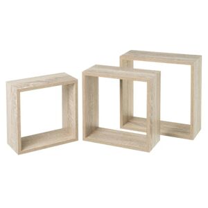 LOLAhome Set de 3 estantes cubo grandes beige