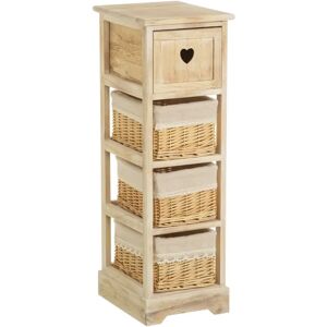 LOLAhome Cajonera beige de madera con 4 cajones de 81x26x32 cm