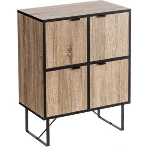 LOLAhome Consola con 4 puertas natural de madera y metal de 78x35x60 cm