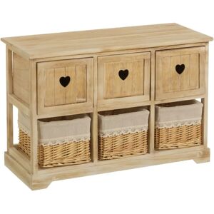 LOLAhome Cajonera beige de madera con 6 cajones de 49x71x32 cm