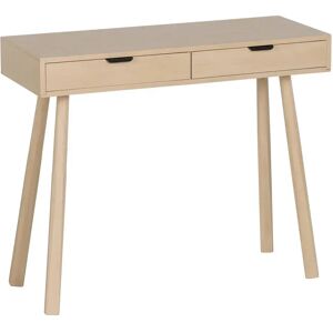 LOLAhome Consola de 2 cajones beige de madera de 90x35x75 cm