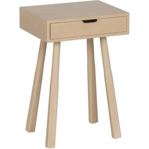 LOLAhome Mesita de noche de 1 cajón beige de madera de 45x35x66 cm