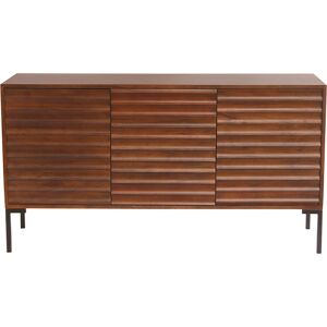 Miliboo Aparador de 3 puertas de madera oscura maciza de mango y metal negro 140 cm ONDA