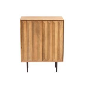 Miliboo Aparador de madera maciza de mango con grabados y metal negro, 2 puertas 70 cm AGRA